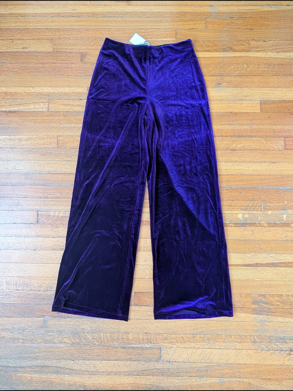 Mango Women's Purple Velvet Wide-Leg Leggings